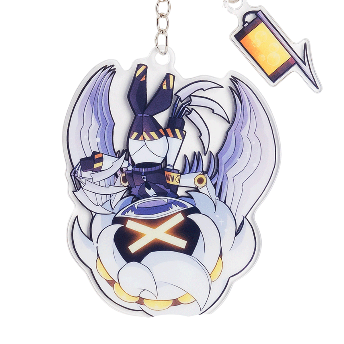 Llavero de V colgando cabeza abajo