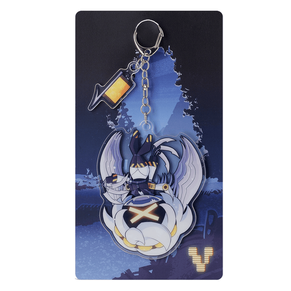 Llavero de V colgando cabeza abajo